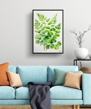 Northern Five-fingered Fern Watercolour Botanical Art Print - Adiantum Pedatum Minimalist Framed Plant Wall Art 14 Northern Five-fingered Fern Watercolour Botanical Art Print - Adiantum Pedatum Minimalist Framed Plant Wall Art - Image 2