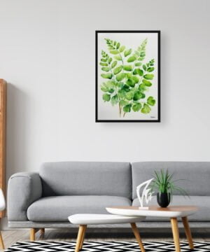 Northern Five-fingered Fern Watercolour Botanical Art Print - Adiantum Pedatum Minimalist Framed Plant Wall Art 15 Northern Five-fingered Fern Watercolour Botanical Art Print - Adiantum Pedatum Minimalist Framed Plant Wall Art - Image 3