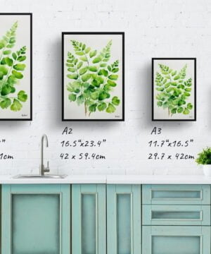 Northern Five-fingered Fern Watercolour Botanical Art Print - Adiantum Pedatum Minimalist Framed Plant Wall Art 16 Northern Five-fingered Fern Watercolour Botanical Art Print - Adiantum Pedatum Minimalist Framed Plant Wall Art - Image 4