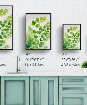 Northern Five-fingered Fern Watercolour Botanical Art Print - Adiantum Pedatum Framed Plant Wall Art 17 Northern Five-fingered Fern Watercolour Botanical Art Print - Adiantum Pedatum Framed Plant Wall Art - Image 4