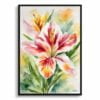 Peruvian Lily of the Incas Watercolour Botanical Art Print - Alstroemeria Framed Plant Wall Art 1 watercolour botanical print flowers alstroemeria front view