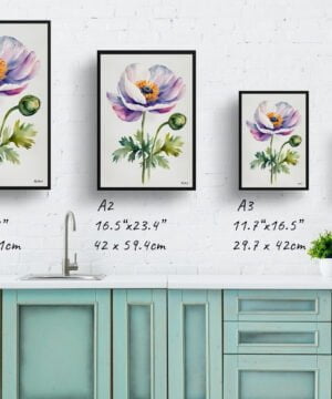 Windflower (Anemone) Watercolour Botanical Art Print - Thimbleweed Minimalist Framed Plant Wall Art 17 Windflower (Anemone) Watercolour Botanical Art Print - Thimbleweed Minimalist Framed Plant Wall Art - Image 4