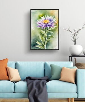 Michaelmas Daisy (Aster) Watercolour Botanical Art Print - Framed Plant Wall Art 15 Michaelmas Daisy (Aster) Watercolour Botanical Art Print - Framed Plant Wall Art - Image 2