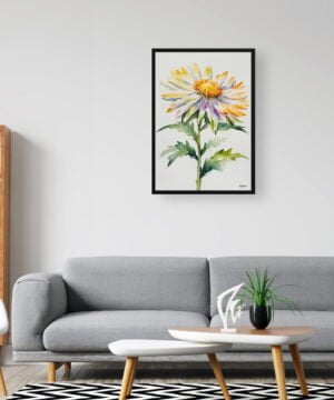Michaelmas Daisy (Aster) Watercolour Botanical Art Print - Minimalist Framed Plant Wall Art 16 Michaelmas Daisy (Aster) Watercolour Botanical Art Print - Minimalist Framed Plant Wall Art - Image 3