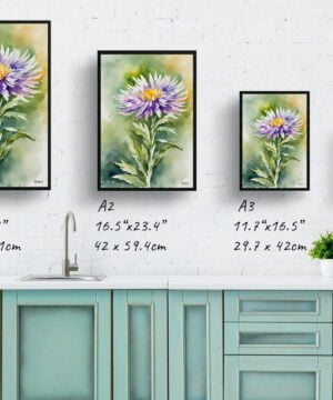 Michaelmas Daisy (Aster) Watercolour Botanical Art Print - Framed Plant Wall Art 17 Michaelmas Daisy (Aster) Watercolour Botanical Art Print - Framed Plant Wall Art - Image 4