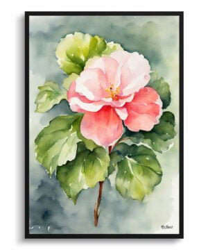 Begonia Watercolour Botanical Art Print - Wax semperflorens Framed Plant Wall Art