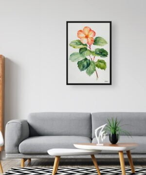 Begonia Watercolour Botanical Art Print - Wax semperflorens Minimalist Framed Plant Wall Art 16 Begonia Watercolour Botanical Art Print - Wax semperflorens Minimalist Framed Plant Wall Art - Image 3