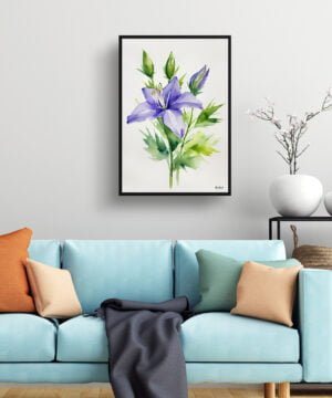 Bellflower (Campanula) Watercolour Botanical Art Print - Canterbury-bells Minimalist Framed Plant Wall Art 15 Bellflower (Campanula) Watercolour Botanical Art Print - Canterbury-bells Minimalist Framed Plant Wall Art - Image 2