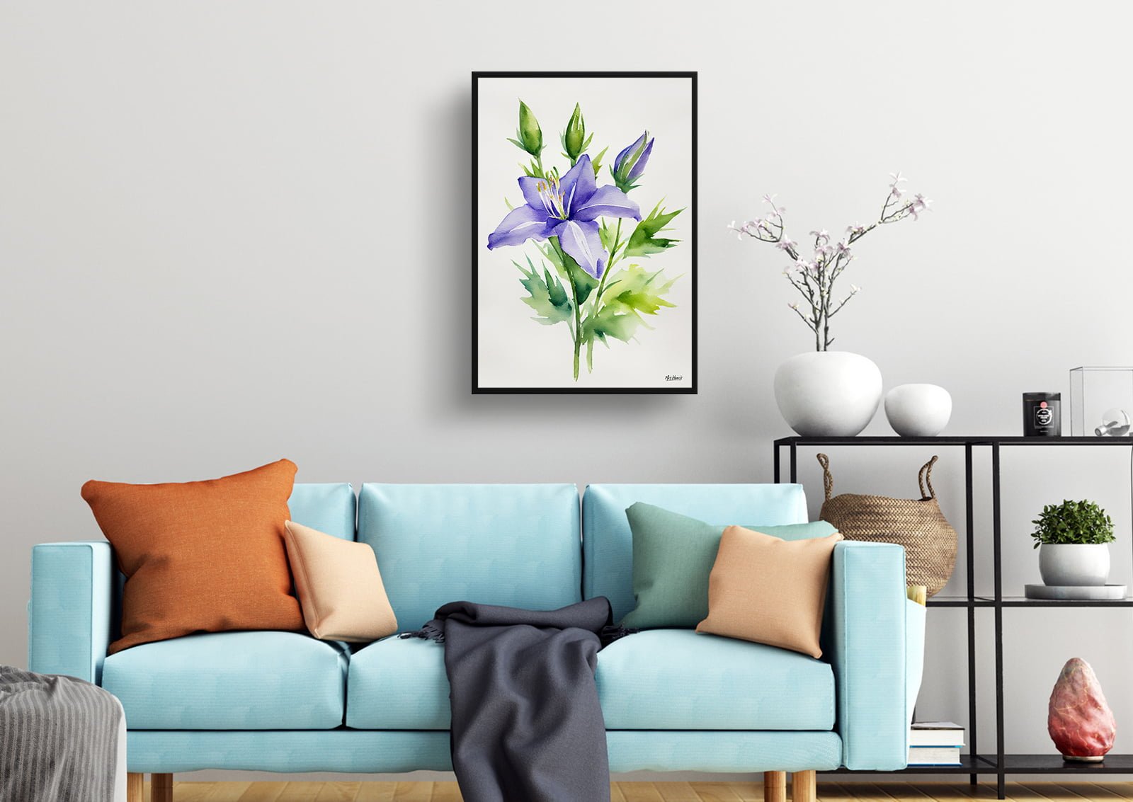 Bellflower (Campanula) Watercolour Botanical Art Print - Canterbury-bells Minimalist Framed Plant Wall Art 4 Bellflower (Campanula) Watercolour Botanical Art Print - Canterbury-bells Minimalist Framed Plant Wall Art - Image 2