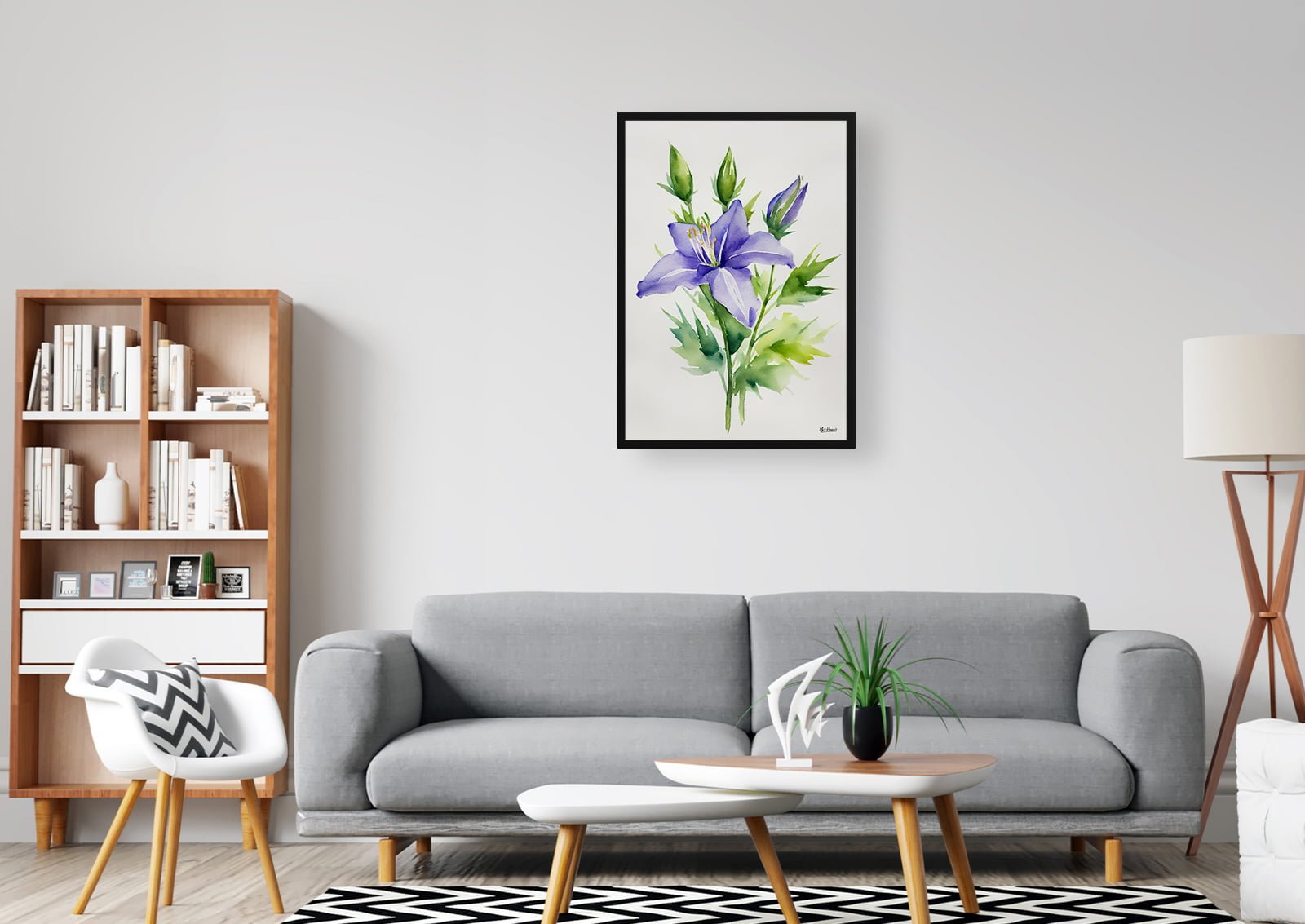 Bellflower (Campanula) Watercolour Botanical Art Print - Canterbury-bells Minimalist Framed Plant Wall Art 5 Bellflower (Campanula) Watercolour Botanical Art Print - Canterbury-bells Minimalist Framed Plant Wall Art - Image 3