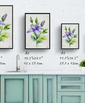 Bellflower (Campanula) Watercolour Botanical Art Print - Canterbury-bells Minimalist Framed Plant Wall Art 17 Bellflower (Campanula) Watercolour Botanical Art Print - Canterbury-bells Minimalist Framed Plant Wall Art - Image 4