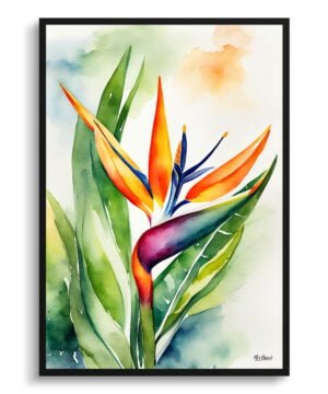 Bird of Paradise (Strelitzia Reginae) Watercolour Botanical Art Print - Crane Flower Framed Plant Wall Art