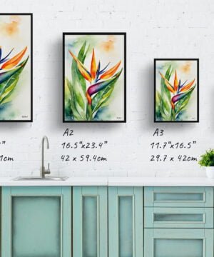 Bird of Paradise (Strelitzia Reginae) Watercolour Botanical Art Print - Crane Flower Framed Plant Wall Art 17 Bird of Paradise (Strelitzia Reginae) Watercolour Botanical Art Print - Crane Flower Framed Plant Wall Art - Image 4