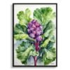 Brussels sprouts Watercolour Botanical Art Print - Brassica Oleracea Framed Plant Wall Art 1 watercolour botanical print flowers brassica oleracea var gemmifera rubine front view