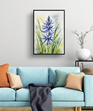 watercolour botanical print flowers camassia leichtlinii subsp living room
