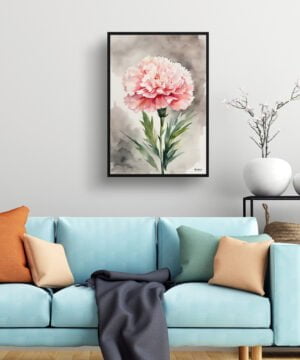 Pink Carnation Watercolour Botanical Art Print - Dianthus Gillyflower Framed Plant Wall Art 15 Pink Carnation Watercolour Botanical Art Print - Dianthus Gillyflower Framed Plant Wall Art - Image 2