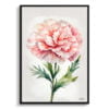 Pink Carnation Watercolour Botanical Art Print - Dianthus Gillyflower Minimalist Framed Plant Wall Art 2 watercolour botanical print flowers carnation minimalist front view