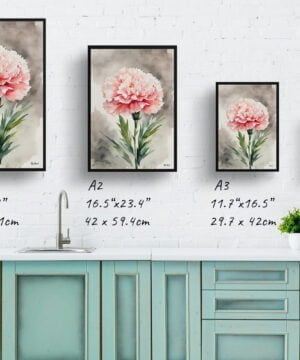 Pink Carnation Watercolour Botanical Art Print - Dianthus Gillyflower Framed Plant Wall Art 17 Pink Carnation Watercolour Botanical Art Print - Dianthus Gillyflower Framed Plant Wall Art - Image 4