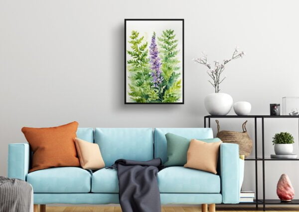 watercolour botanical print flowers cheilanthes lanosa living room
