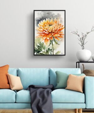 Asteraceae Watercolour Botanical Art Print - Chrysanthemum Framed Plant Wall Art 15 Asteraceae Watercolour Botanical Art Print - Chrysanthemum Framed Plant Wall Art - Image 2