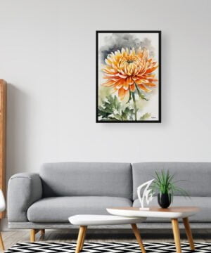 Asteraceae Watercolour Botanical Art Print - Chrysanthemum Framed Plant Wall Art 16 Asteraceae Watercolour Botanical Art Print - Chrysanthemum Framed Plant Wall Art - Image 3
