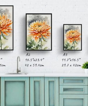 Asteraceae Watercolour Botanical Art Print - Chrysanthemum Framed Plant Wall Art 17 Asteraceae Watercolour Botanical Art Print - Chrysanthemum Framed Plant Wall Art - Image 4