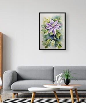 Leather flower (Clematis Beauty) Watercolour Botanical Art Print - Gravetye Framed Plant Wall Art 16 Leather flower (Clematis Beauty) Watercolour Botanical Art Print - Gravetye Framed Plant Wall Art - Image 3