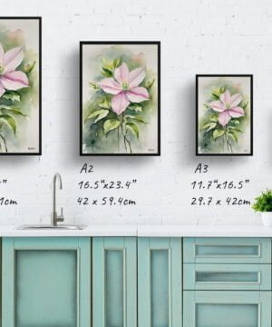 Leather flower (Clematis) Watercolour Botanical Art Print - Mayleen Framed Plant Wall Art 17 Leather flower (Clematis) Watercolour Botanical Art Print - Mayleen Framed Plant Wall Art - Image 4