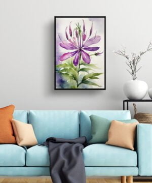 Spider flower (Cleome) Watercolour Botanical Art Print - Violet Queen Framed Plant Wall Art 15 Spider flower (Cleome) Watercolour Botanical Art Print - Violet Queen Framed Plant Wall Art - Image 2