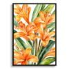 Natal lily Watercolour Botanical Art Print - Clivia Framed Plant Wall Art 1 watercolour botanical print flowers clivia front view