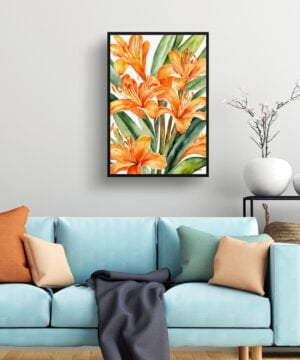 Natal lily Watercolour Botanical Art Print - Clivia Framed Plant Wall Art 15 Natal lily Watercolour Botanical Art Print - Clivia Framed Plant Wall Art - Image 2