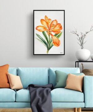 Natal lily Watercolour Botanical Art Print - Clivia Minimalist Framed Plant Wall Art 15 Natal lily Watercolour Botanical Art Print - Clivia Minimalist Framed Plant Wall Art - Image 2