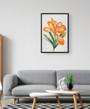 Natal lily Watercolour Botanical Art Print - Clivia Minimalist Framed Plant Wall Art 16 Natal lily Watercolour Botanical Art Print - Clivia Minimalist Framed Plant Wall Art - Image 3