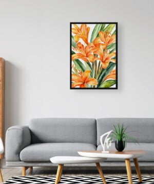 Natal lily Watercolour Botanical Art Print - Clivia Framed Plant Wall Art 16 Natal lily Watercolour Botanical Art Print - Clivia Framed Plant Wall Art - Image 3
