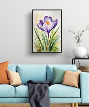 Meadow Saffron Watercolour Botanical Art Print - Crocus Framed Plant Wall Art 15 Meadow Saffron Watercolour Botanical Art Print - Crocus Framed Plant Wall Art - Image 2