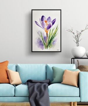 Meadow Saffron Watercolour Botanical Art Print - Crocus Minimalist Framed Plant Wall Art 15 Meadow Saffron Watercolour Botanical Art Print - Crocus Minimalist Framed Plant Wall Art - Image 2