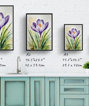 Meadow Saffron Watercolour Botanical Art Print - Crocus Framed Plant Wall Art 17 Meadow Saffron Watercolour Botanical Art Print - Crocus Framed Plant Wall Art - Image 4