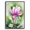 Cyclamen Persicum Watercolour Botanical Art Print - Persian Violet Framed Plant Wall Art 2 watercolour botanical print flowers cyclamen coum front view