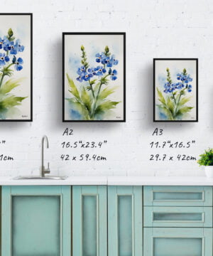 Chinese Forget-me-not Watercolour Botanical Art Print - Cynoglossum Amabile Framed Plant Wall Art 17 Chinese Forget-me-not Watercolour Botanical Art Print - Cynoglossum Amabile Framed Plant Wall Art - Image 4