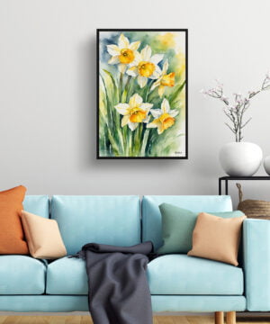 Narcissus Jonquil Watercolour Botanical Art Print - Daffodil Framed Plant Wall Art 15 Narcissus Jonquil Watercolour Botanical Art Print - Daffodil Framed Plant Wall Art - Image 2