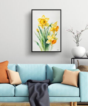 Narcissus Jonquil Watercolour Botanical Art Print - Daffodil Minimalist Framed Plant Wall Art 15 Narcissus Jonquil Watercolour Botanical Art Print - Daffodil Minimalist Framed Plant Wall Art - Image 2
