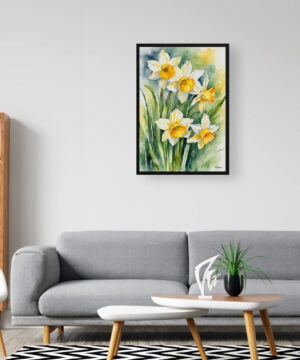 Narcissus Jonquil Watercolour Botanical Art Print - Daffodil Framed Plant Wall Art 16 Narcissus Jonquil Watercolour Botanical Art Print - Daffodil Framed Plant Wall Art - Image 3