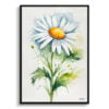 Oxeye Marguerite Watercolour Botanical Art Print - Daisy Minimalist Framed Plant Wall Art 1 watercolour botanical print flowers daisy minimalist front view