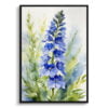 Delphinium Watercolour Botanical Art Print - Larkspur Framed Plant Wall Art 1 watercolour botanical print flowers delphinium cassius front view