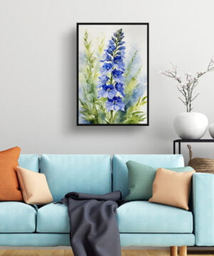 Delphinium Watercolour Botanical Art Print - Larkspur Framed Plant Wall Art 15 Delphinium Watercolour Botanical Art Print - Larkspur Framed Plant Wall Art - Image 2