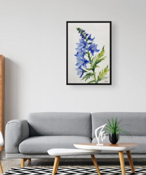Delphinium Watercolour Botanical Art Print - Larkspur Minimalist Framed Plant Wall Art 16 Delphinium Watercolour Botanical Art Print - Larkspur Minimalist Framed Plant Wall Art - Image 3