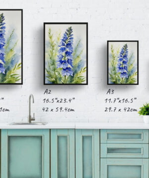 Delphinium Watercolour Botanical Art Print - Larkspur Framed Plant Wall Art 17 Delphinium Watercolour Botanical Art Print - Larkspur Framed Plant Wall Art - Image 4