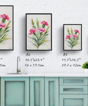 Dianthus Devon Wizard Watercolour Botanical Art Print - Pink Carnation Minimalist Framed Plant Wall Art 17 Dianthus Devon Wizard Watercolour Botanical Art Print - Pink Carnation Minimalist Framed Plant Wall Art - Image 4