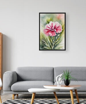 Dianthus Devon Wizard Watercolour Botanical Art Print - Pink Carnation Framed Plant Wall Art 16 Dianthus Devon Wizard Watercolour Botanical Art Print - Pink Carnation Framed Plant Wall Art - Image 3
