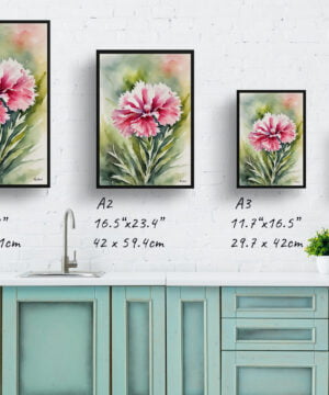 Dianthus Devon Wizard Watercolour Botanical Art Print - Pink Carnation Framed Plant Wall Art 17 Dianthus Devon Wizard Watercolour Botanical Art Print - Pink Carnation Framed Plant Wall Art - Image 4